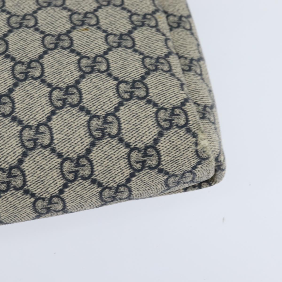 GUCCI GG Supreme Shoulder Bag PVC Navy Silver 223666 Auth 150039