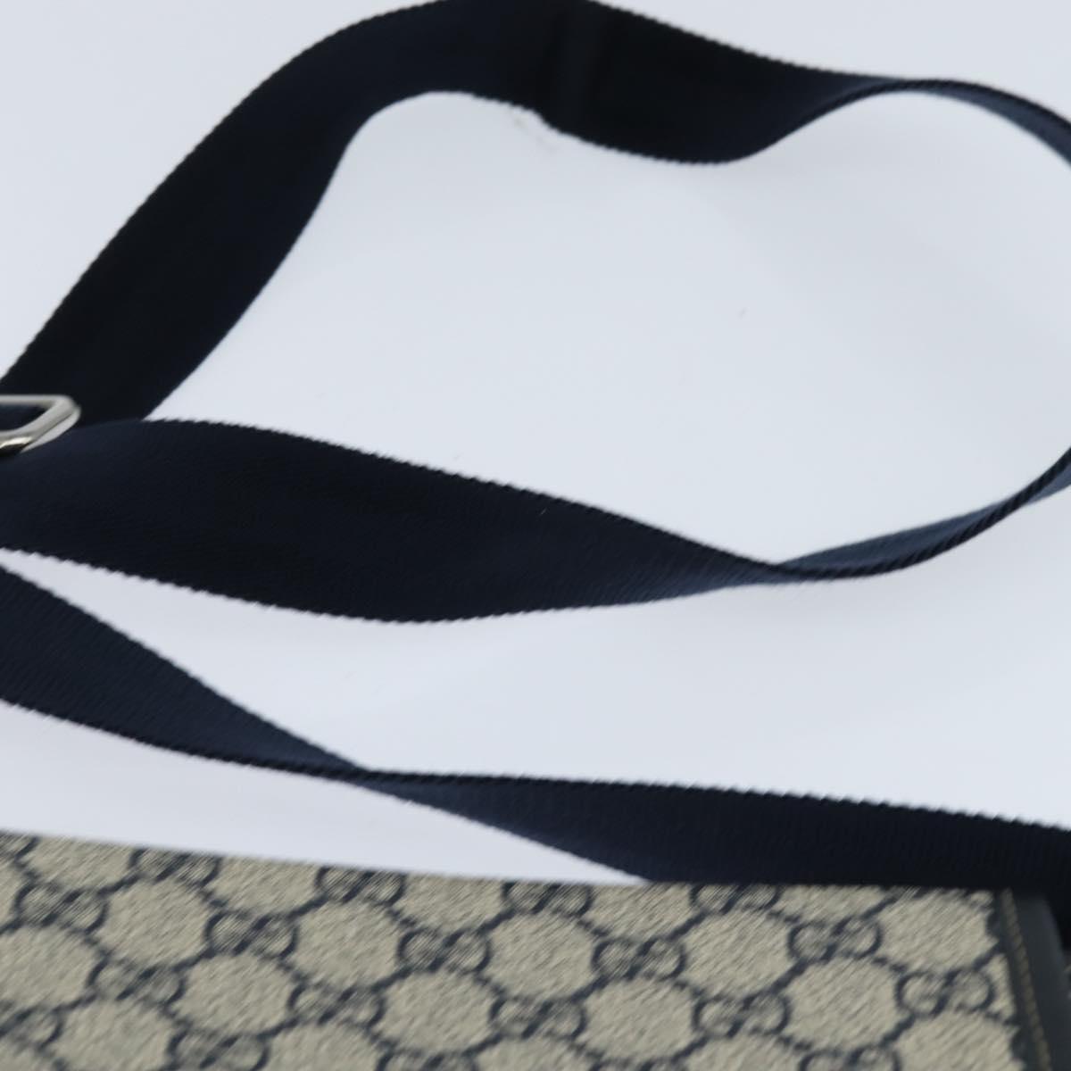 GUCCI GG Supreme Shoulder Bag PVC Navy Silver 223666 Auth 150039