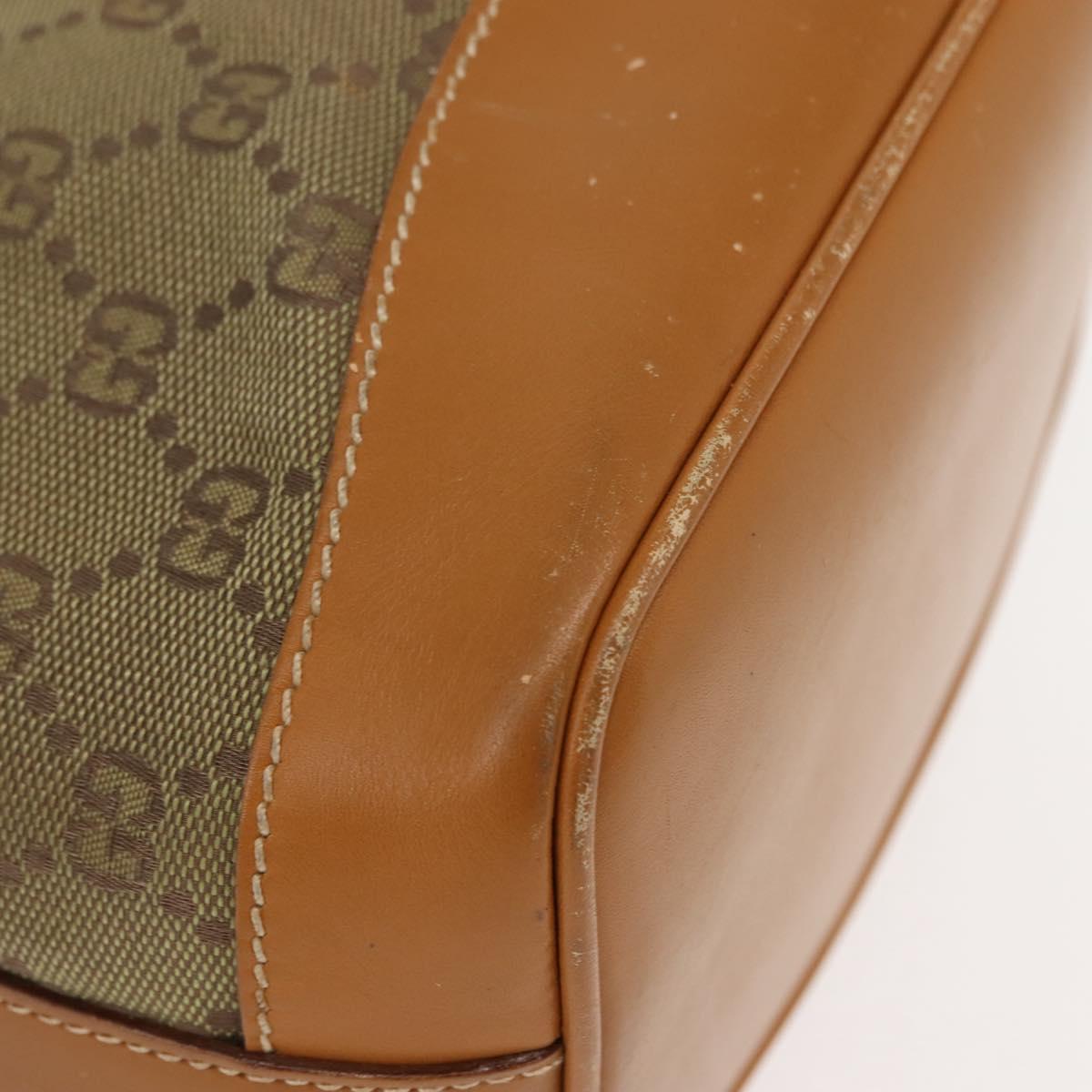 GUCCI GG Canvas Shoulder Bag Beige Gold Auth 150040