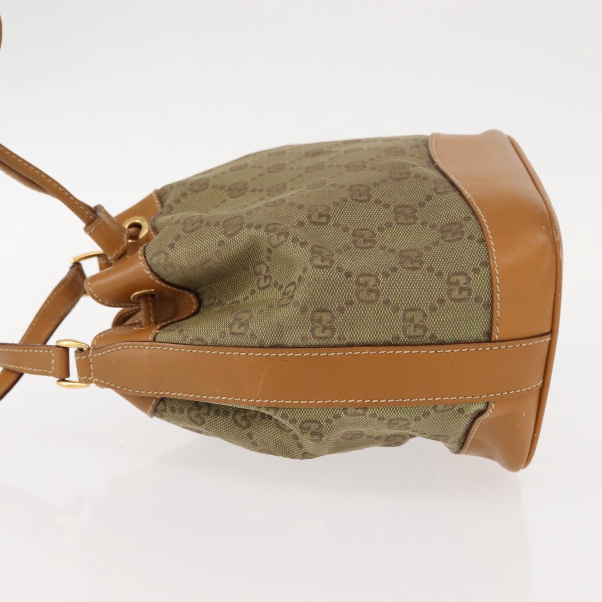 GUCCI GG Canvas Shoulder Bag Beige Gold Auth 150040