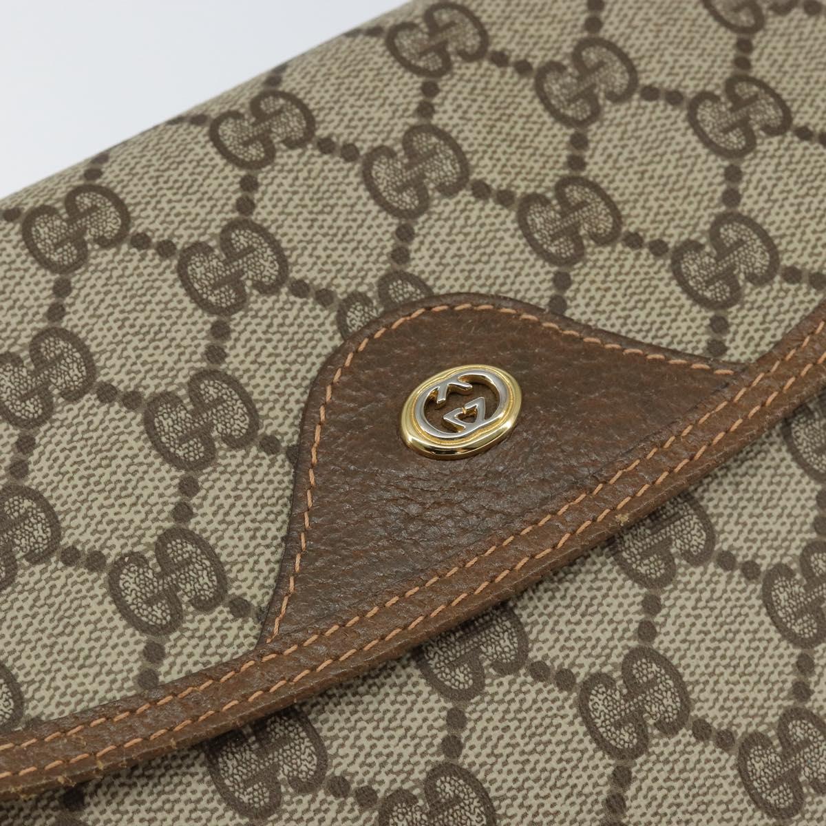 GUCCI GG Supreme Clutch Bag PVC Beige Gold 89 02 503 Auth 150043