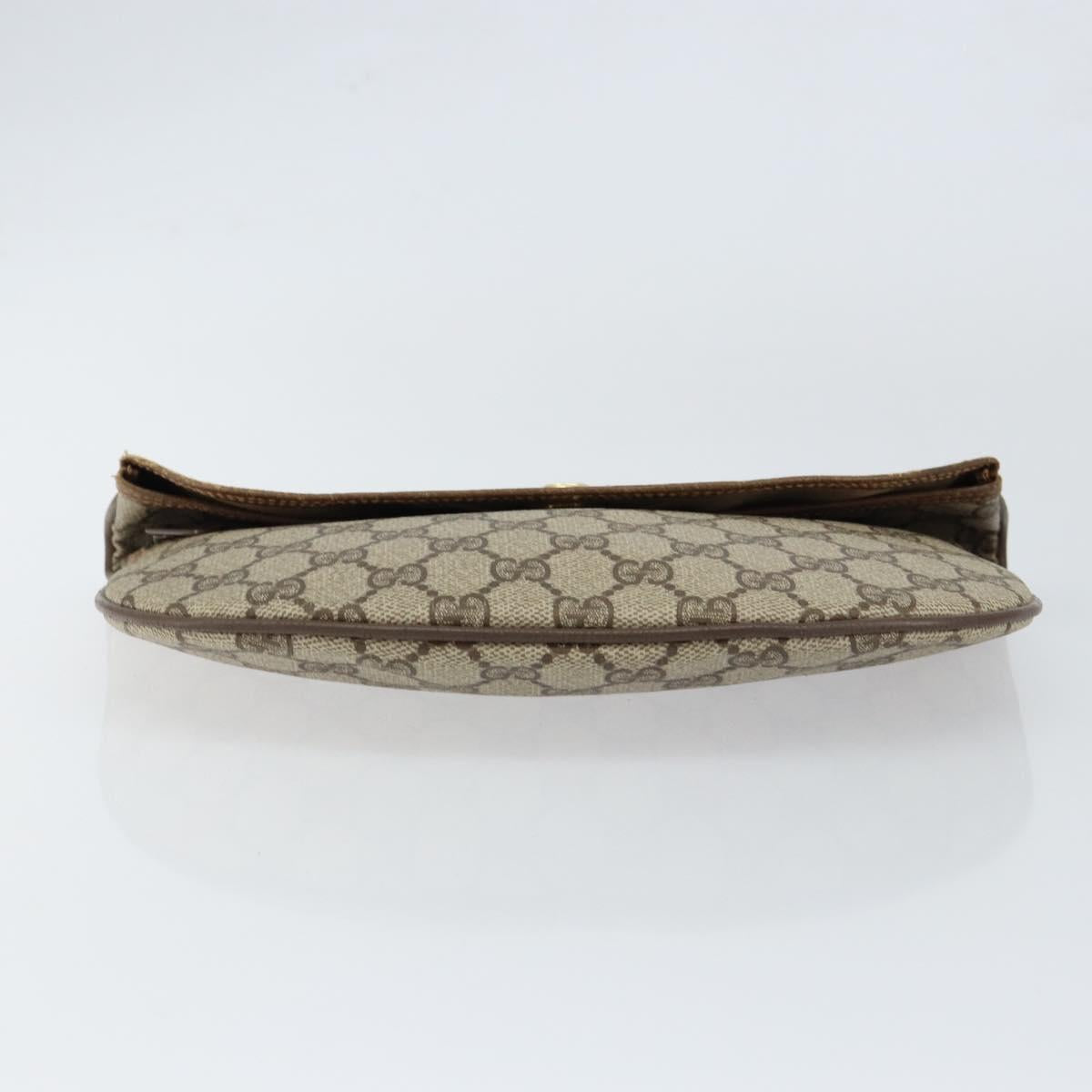 GUCCI GG Supreme Clutch Bag PVC Beige Gold 89 02 503 Auth 150043