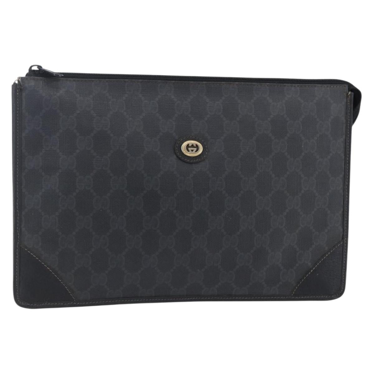 GUCCI GG Supreme Clutch Bag PVC Black 97 01 029 Auth 150048