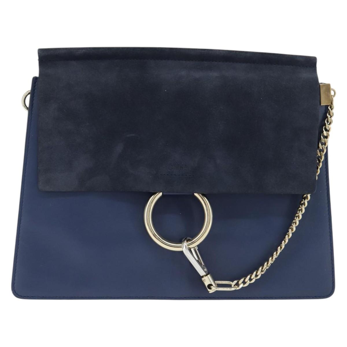 Chloe Fay Clutch Bag Leather Navy Auth 150049