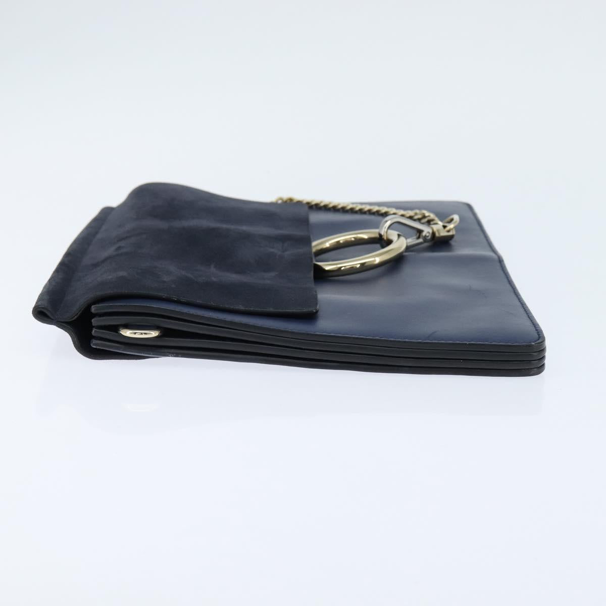 Chloe Fay Clutch Bag Leather Navy Auth 150049