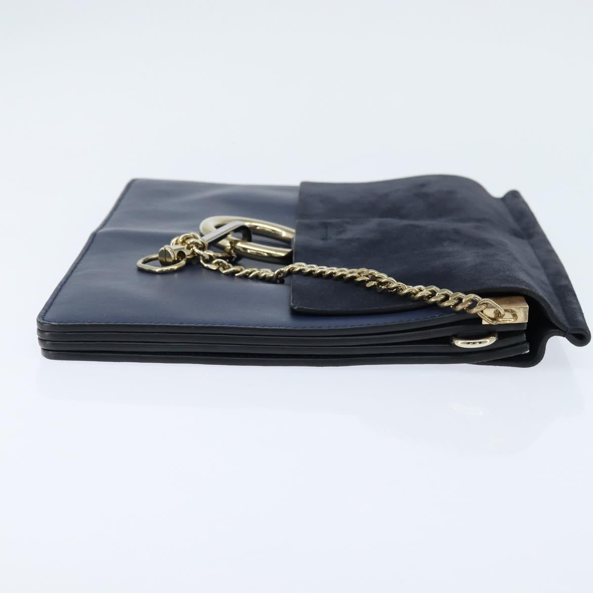 Chloe Fay Clutch Bag Leather Navy Auth 150049