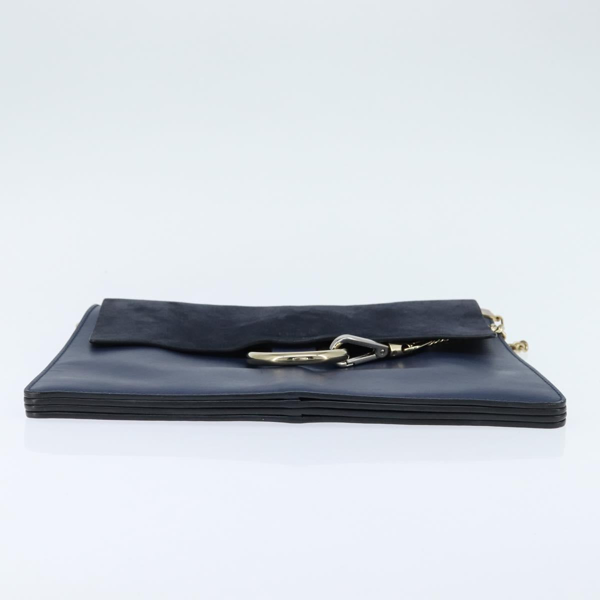 Chloe Fay Clutch Bag Leather Navy Auth 150049