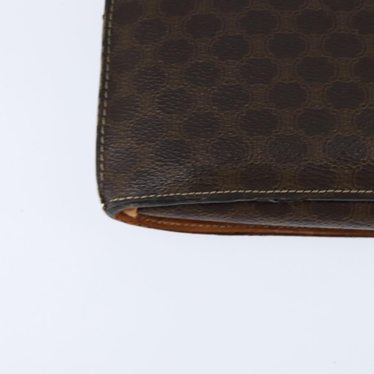 CELINE Macadam Canvas Shoulder Bag PVC Leather Brown Gold Auth 150050