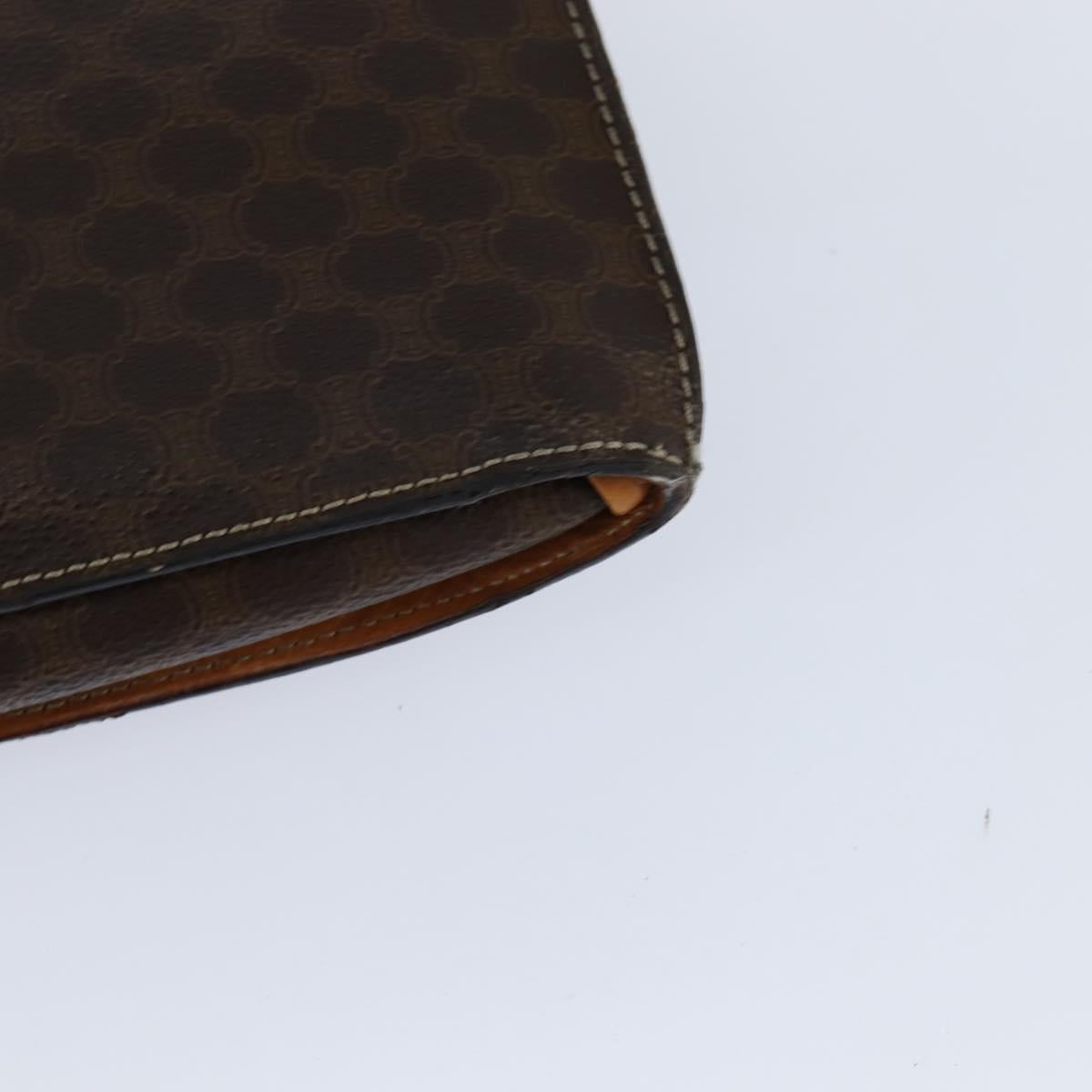 CELINE Macadam Canvas Shoulder Bag PVC Leather Brown Gold Auth 150050