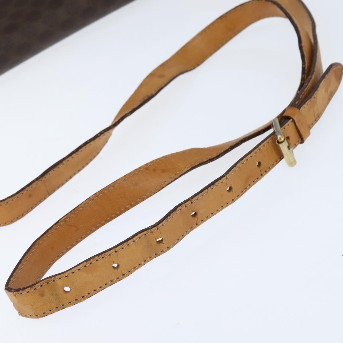 CELINE Macadam Canvas Shoulder Bag PVC Leather Brown Gold Auth 150050