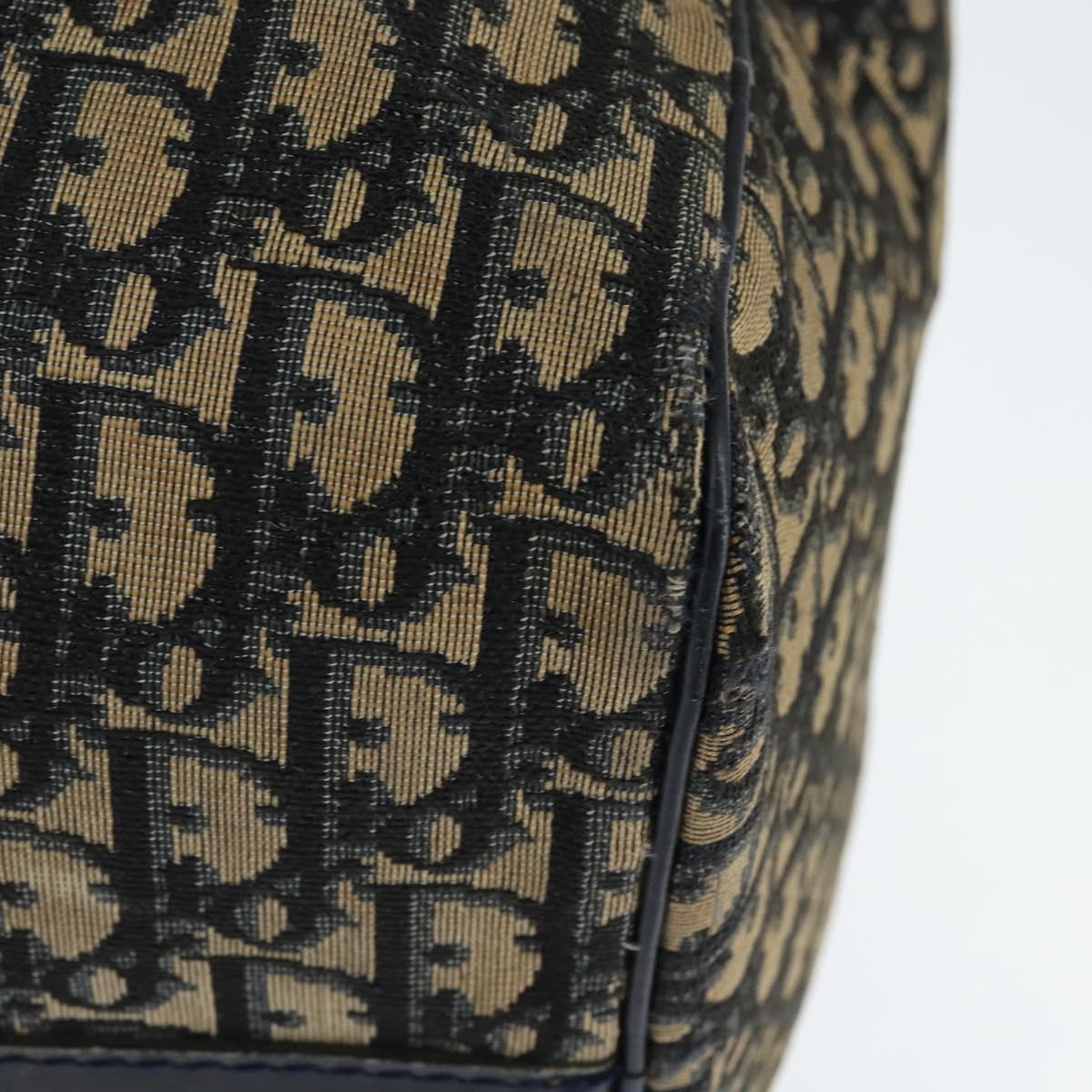 Christian Dior Trotter Canvas Boston Bag Navy Silver Auth 150052