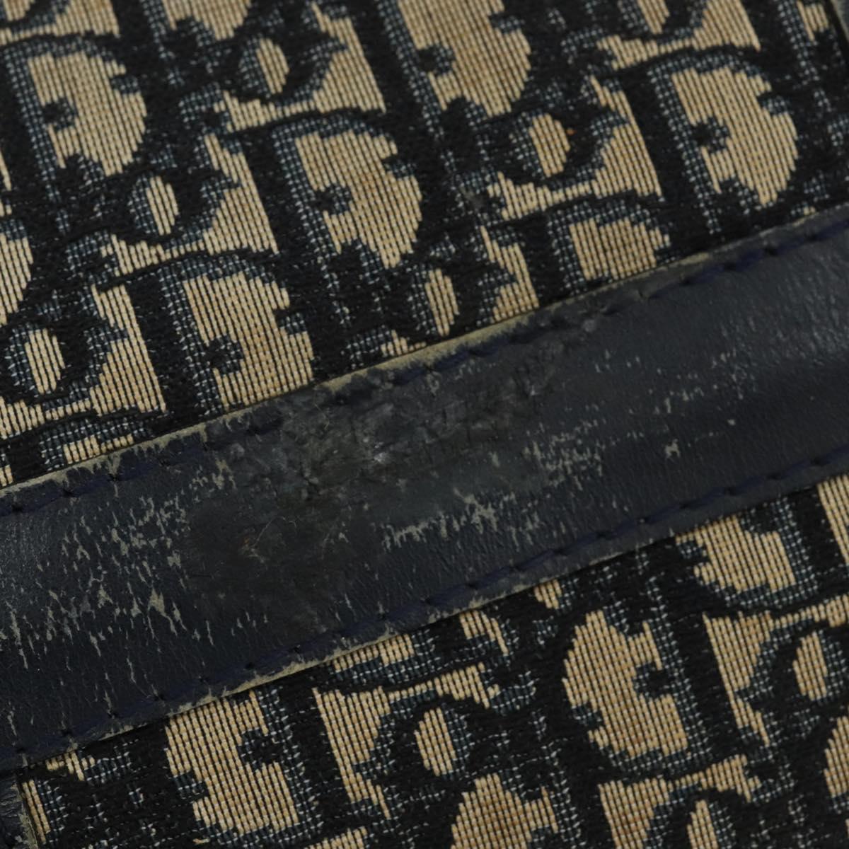 Christian Dior Trotter Canvas Boston Bag Navy Silver Auth 150052