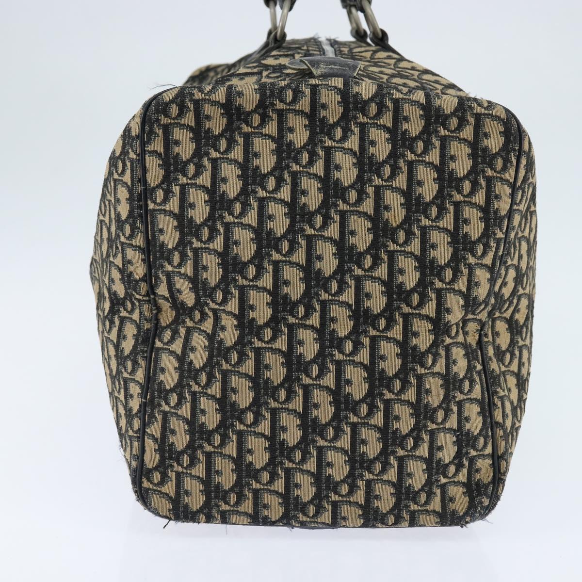 Christian Dior Trotter Canvas Boston Bag Navy Silver Auth 150052