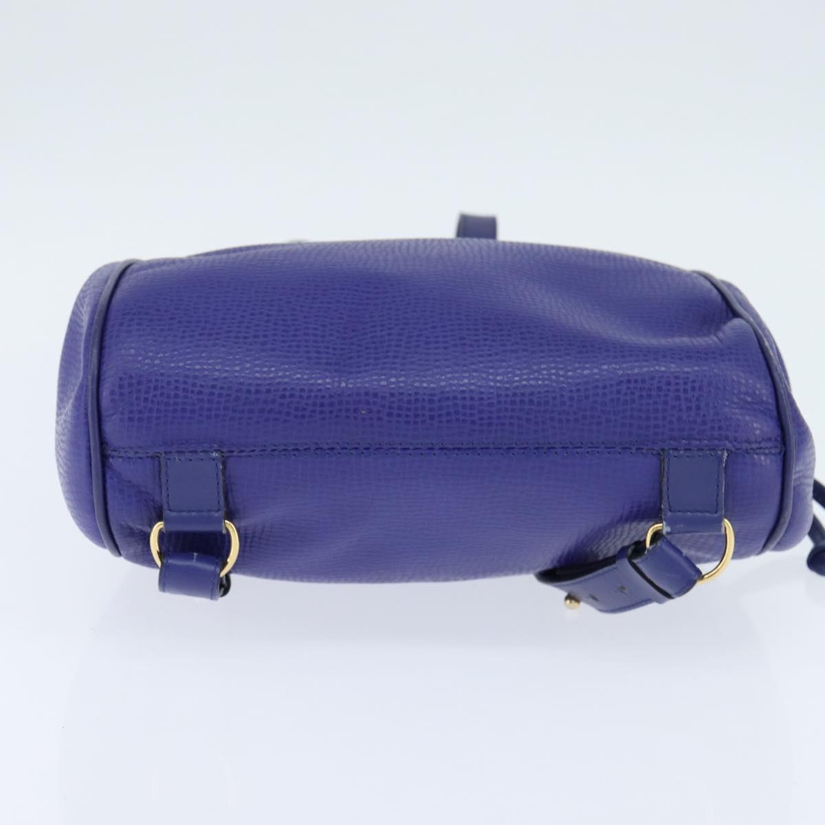 Christian Dior Backpack Leather Blue Gold Auth 150068