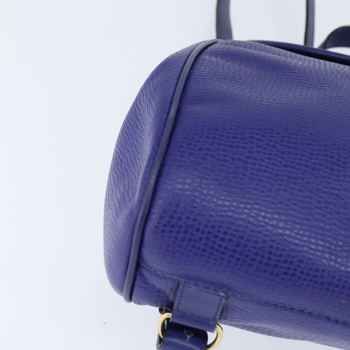 Christian Dior Backpack Leather Blue Gold Auth 150068