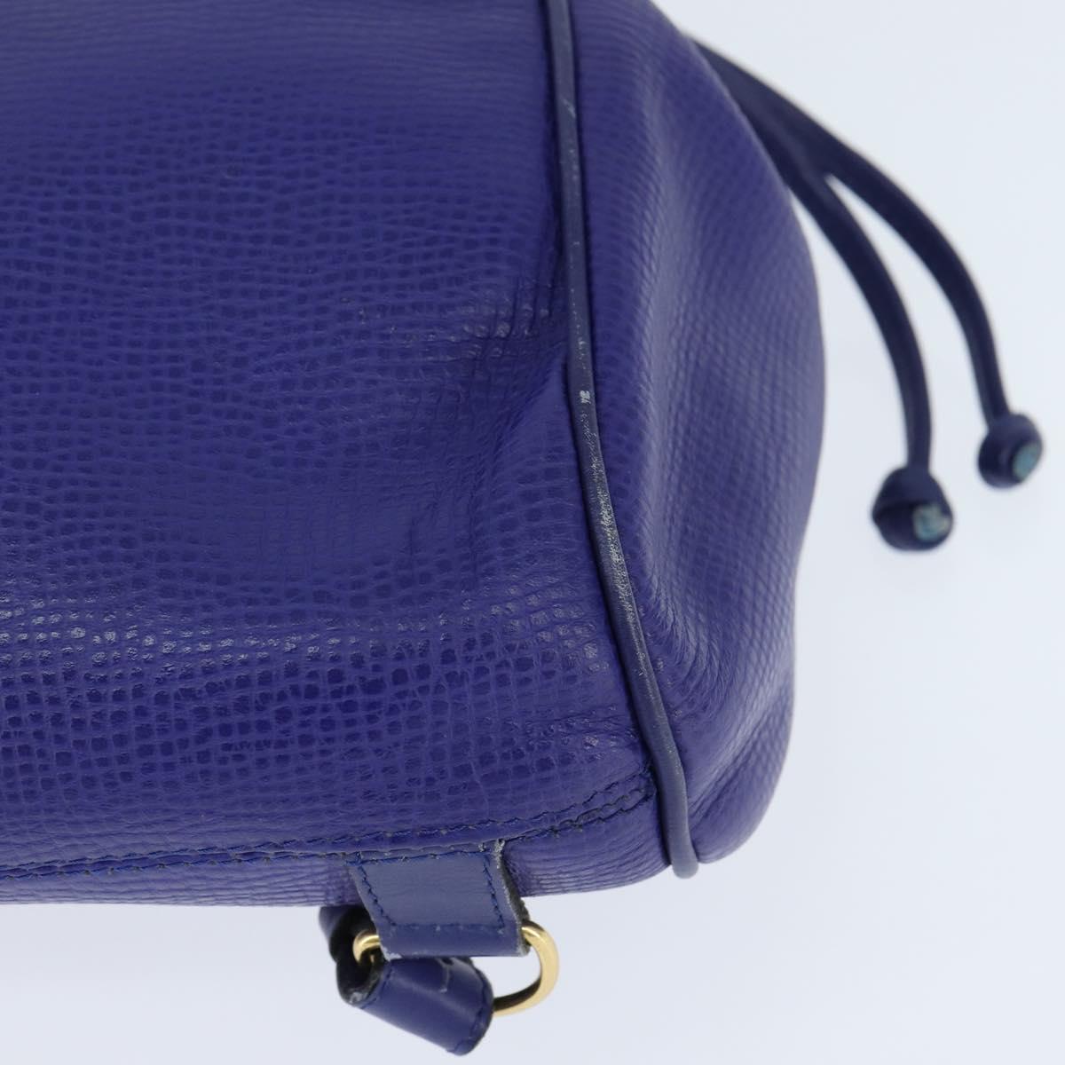 Christian Dior Backpack Leather Blue Gold Auth 150068