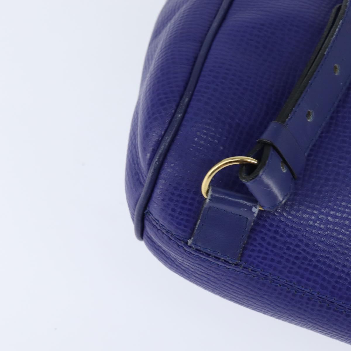 Christian Dior Backpack Leather Blue Gold Auth 150068