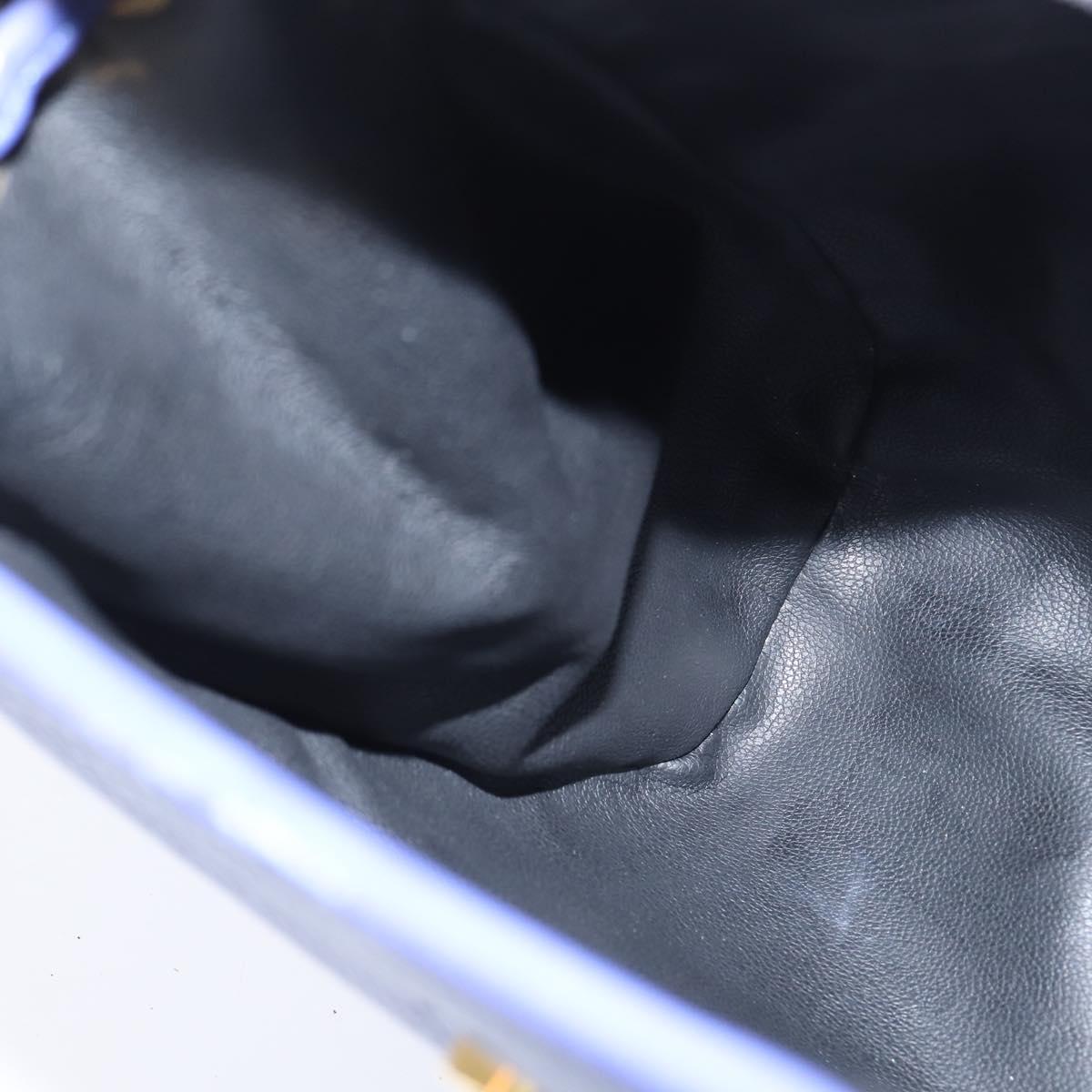 Christian Dior Backpack Leather Blue Gold Auth 150068