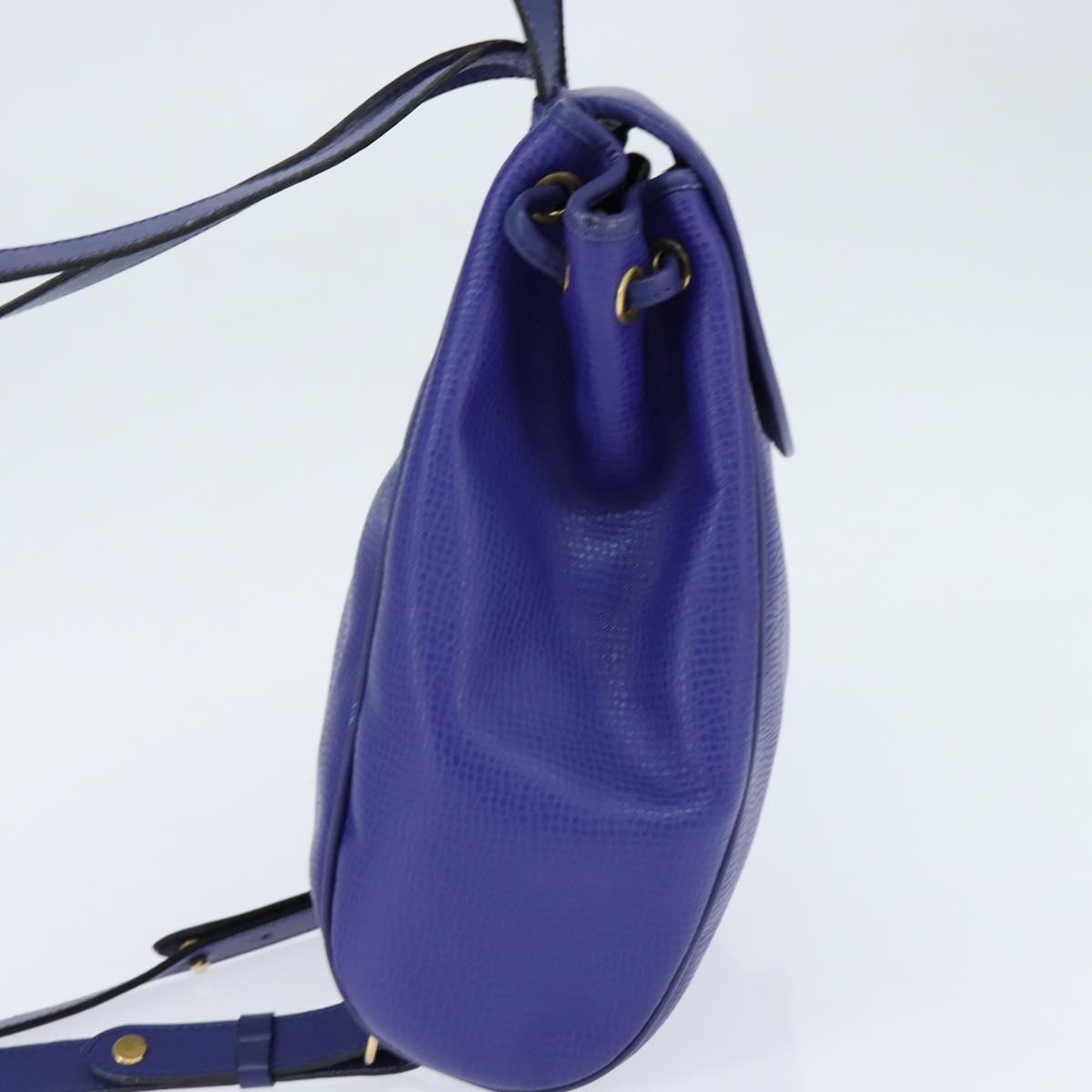 Christian Dior Backpack Leather Blue Gold Auth 150068