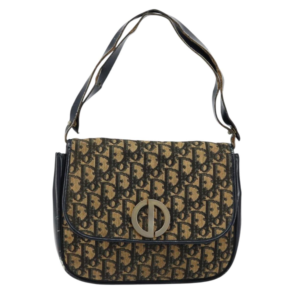 Christian Dior Trotter Canvas Shoulder Bag Navy Auth 150069