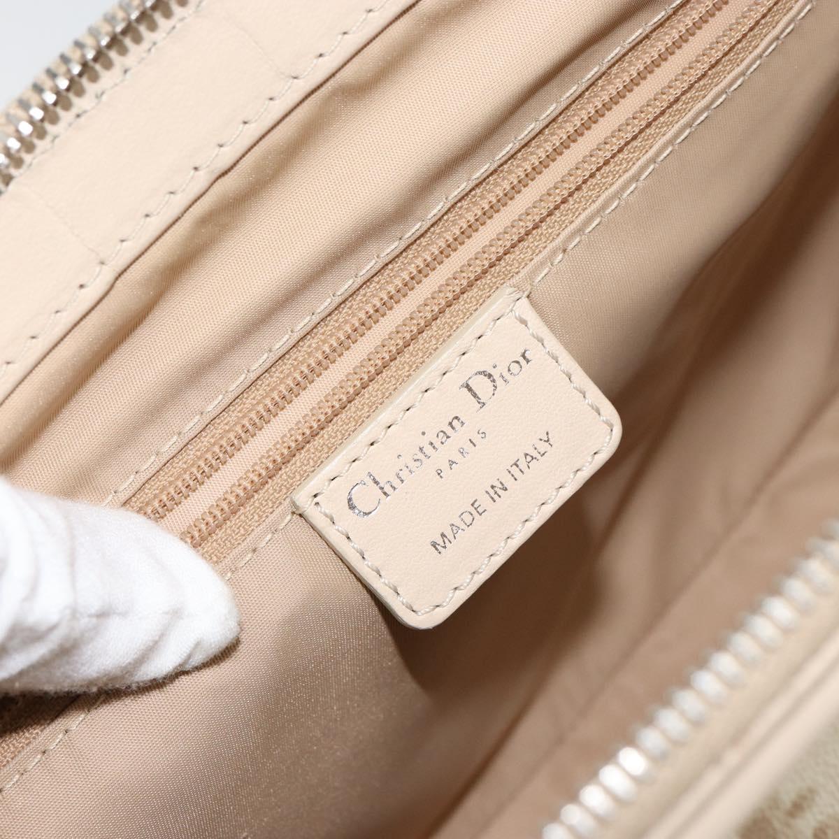 Christian Dior Trotter Canvas Romantic Tote Bag PVC Beige Silver Auth 150070