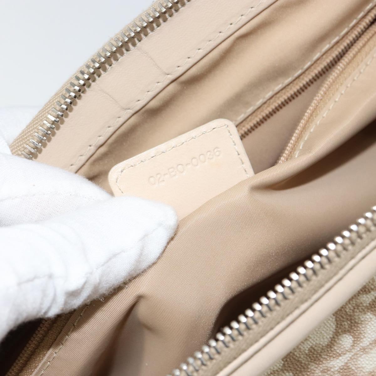 Christian Dior Trotter Canvas Romantic Tote Bag PVC Beige Silver Auth 150070