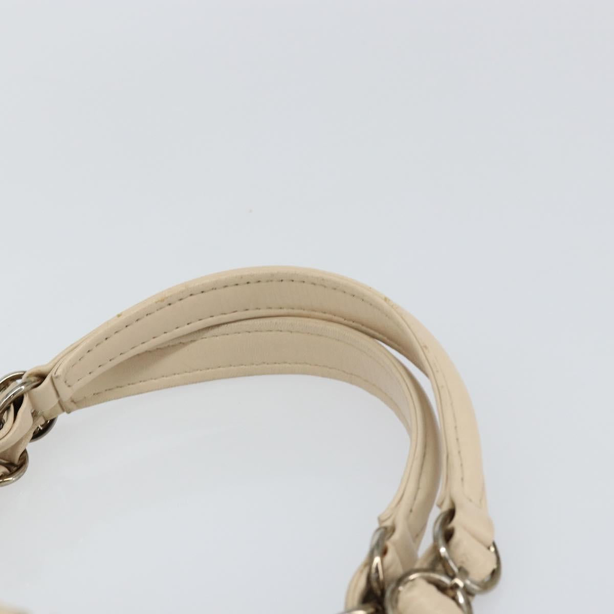 Christian Dior Trotter Canvas Romantic Tote Bag PVC Beige Silver Auth 150070