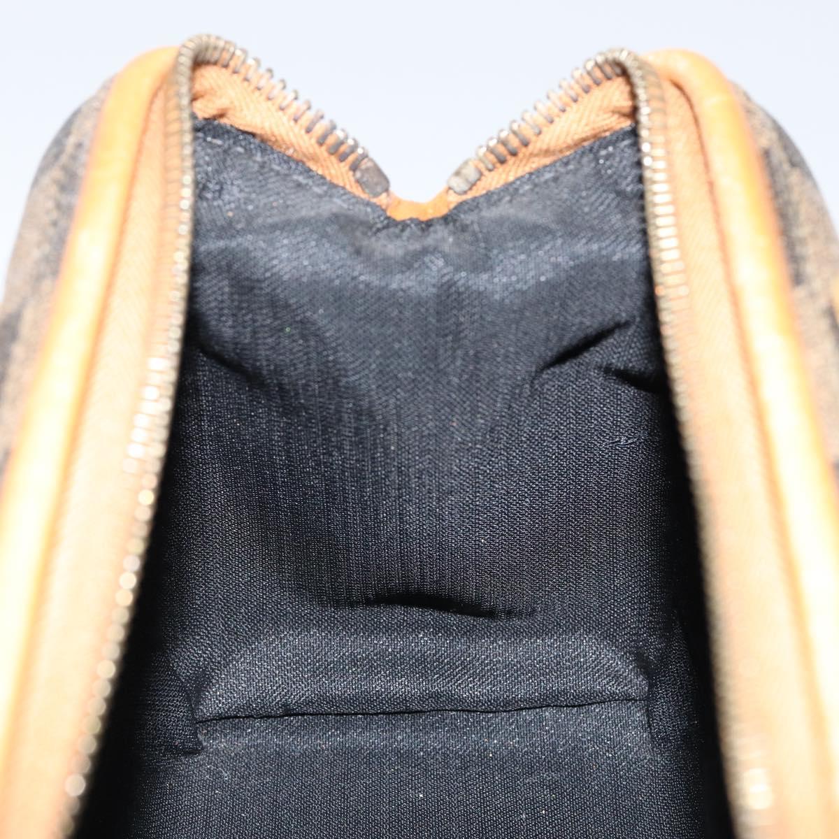 FENDI Pecan Canvas Hand Bag PVC Black Brown Auth 150072