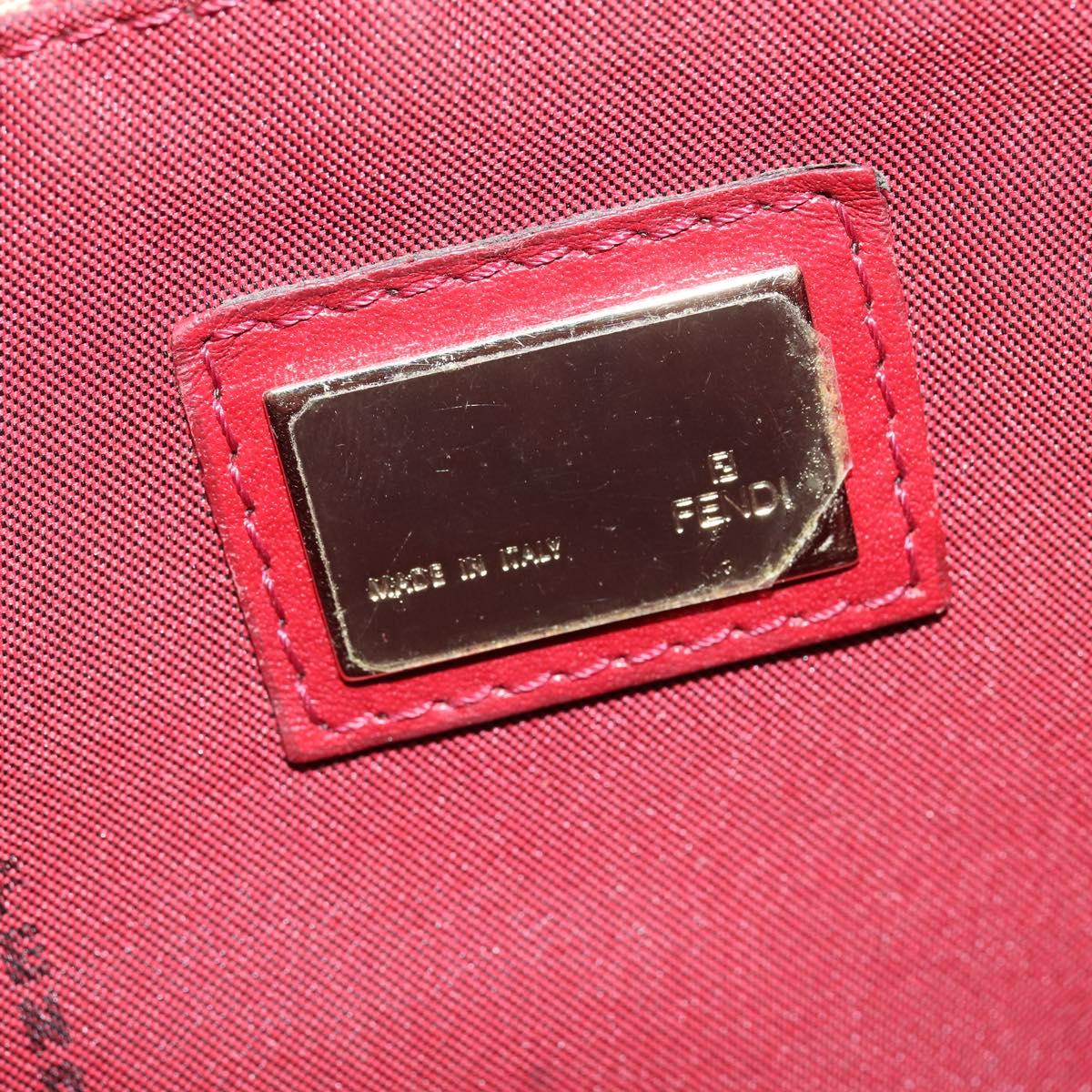 FENDI Zucchino Canvas Hand Bag Red Gold Auth 150073