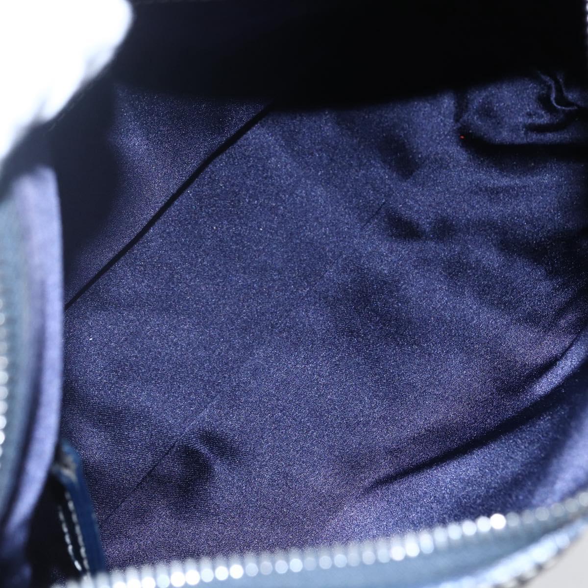 FENDI Zucchino Canvas Hand Bag Navy Silver Auth 150074