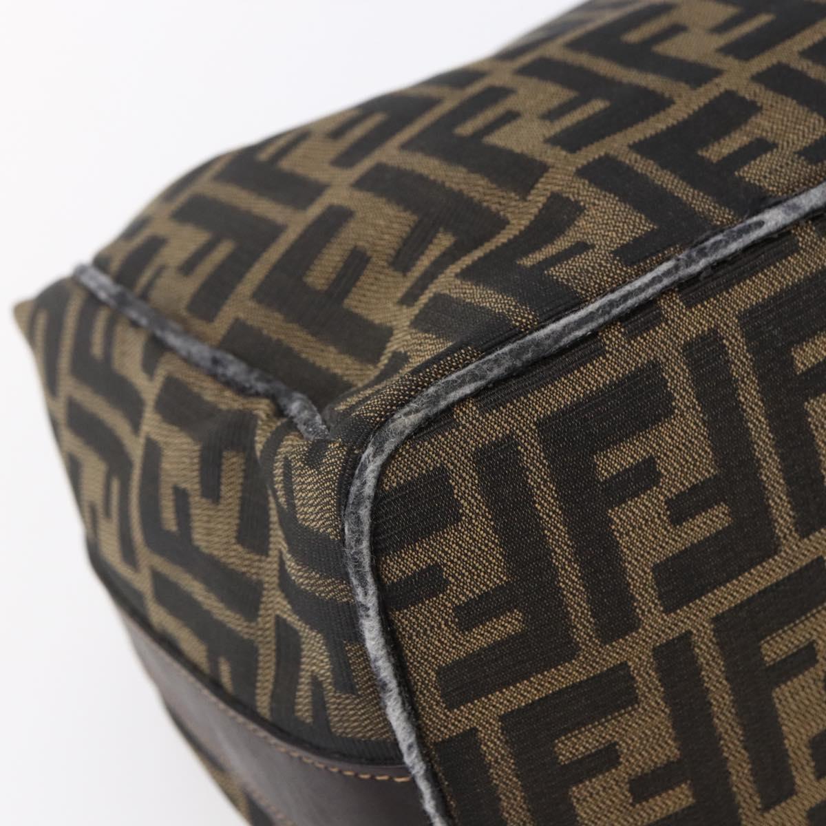 FENDI Zucca Canvas Vanity Hand Bag Black Brown Auth 150076