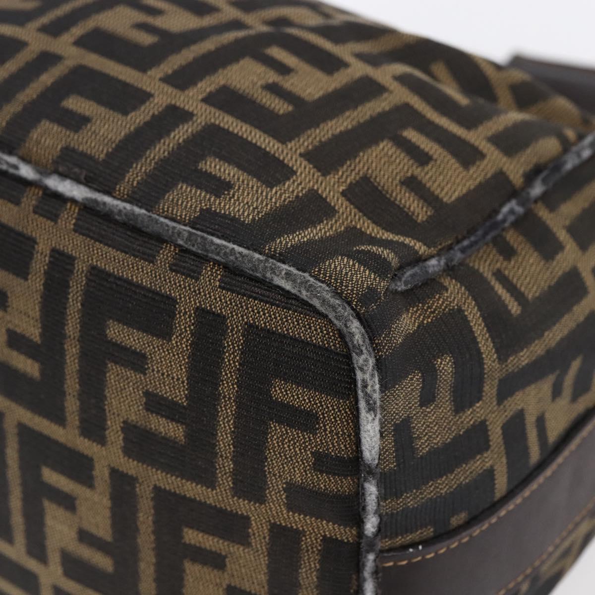 FENDI Zucca Canvas Vanity Hand Bag Black Brown Auth 150076