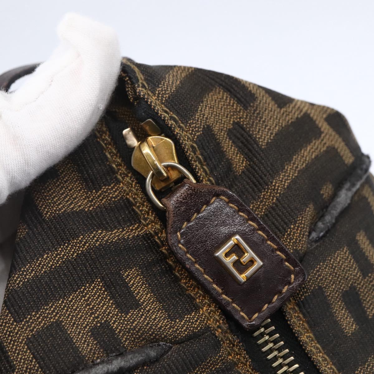 FENDI Zucca Canvas Vanity Hand Bag Black Brown Auth 150076