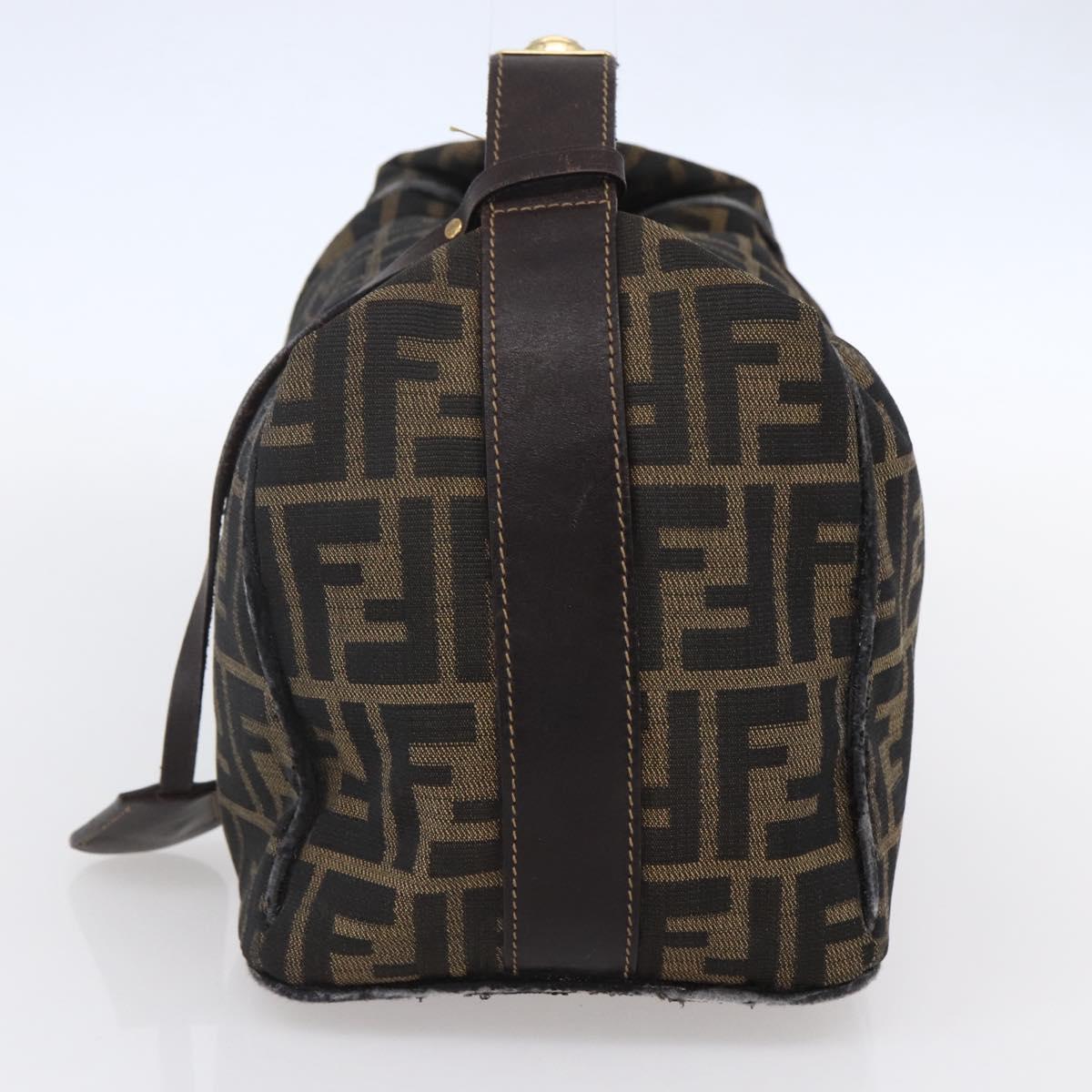 FENDI Zucca Canvas Vanity Hand Bag Black Brown Auth 150076
