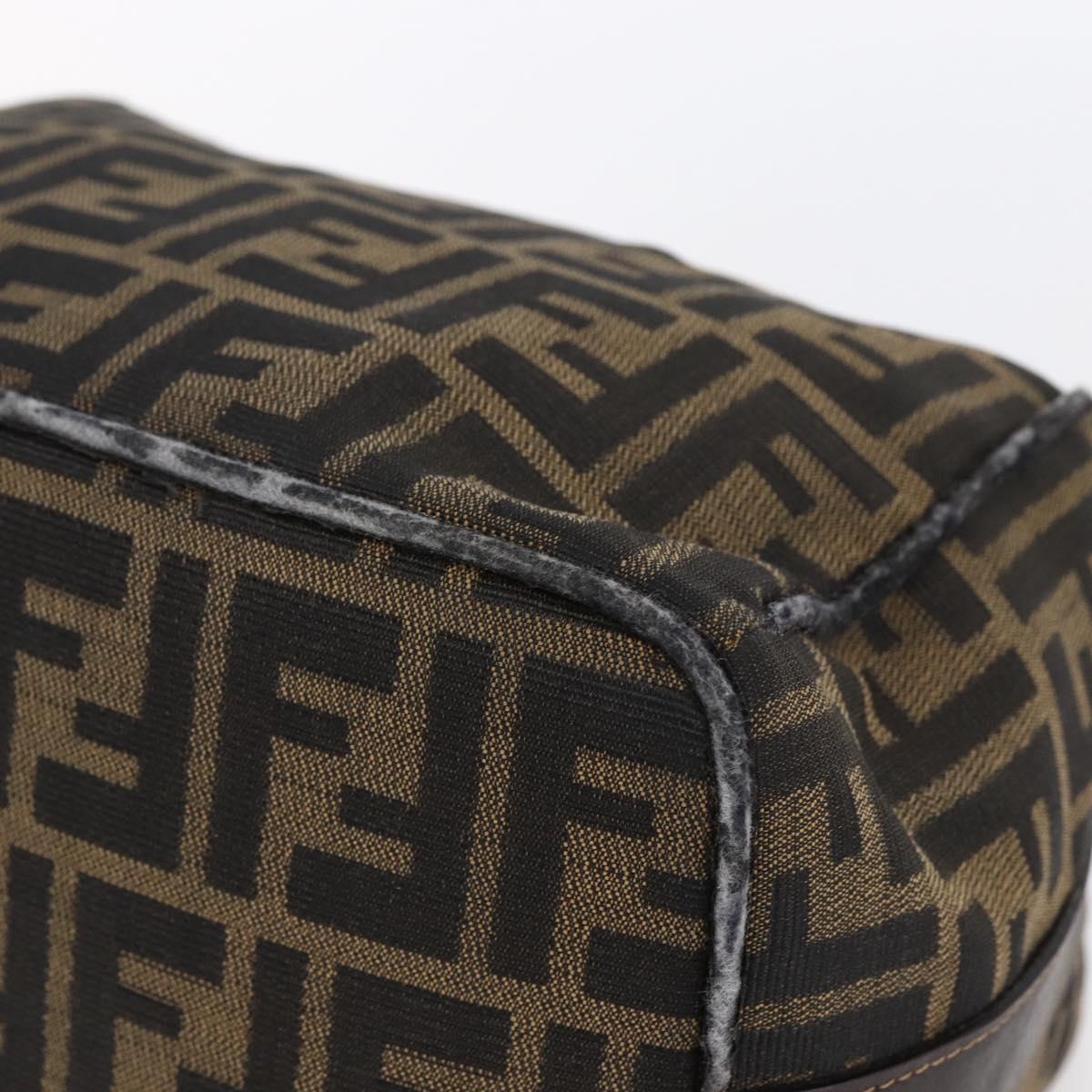 FENDI Zucca Canvas Vanity Hand Bag Black Brown Auth 150076