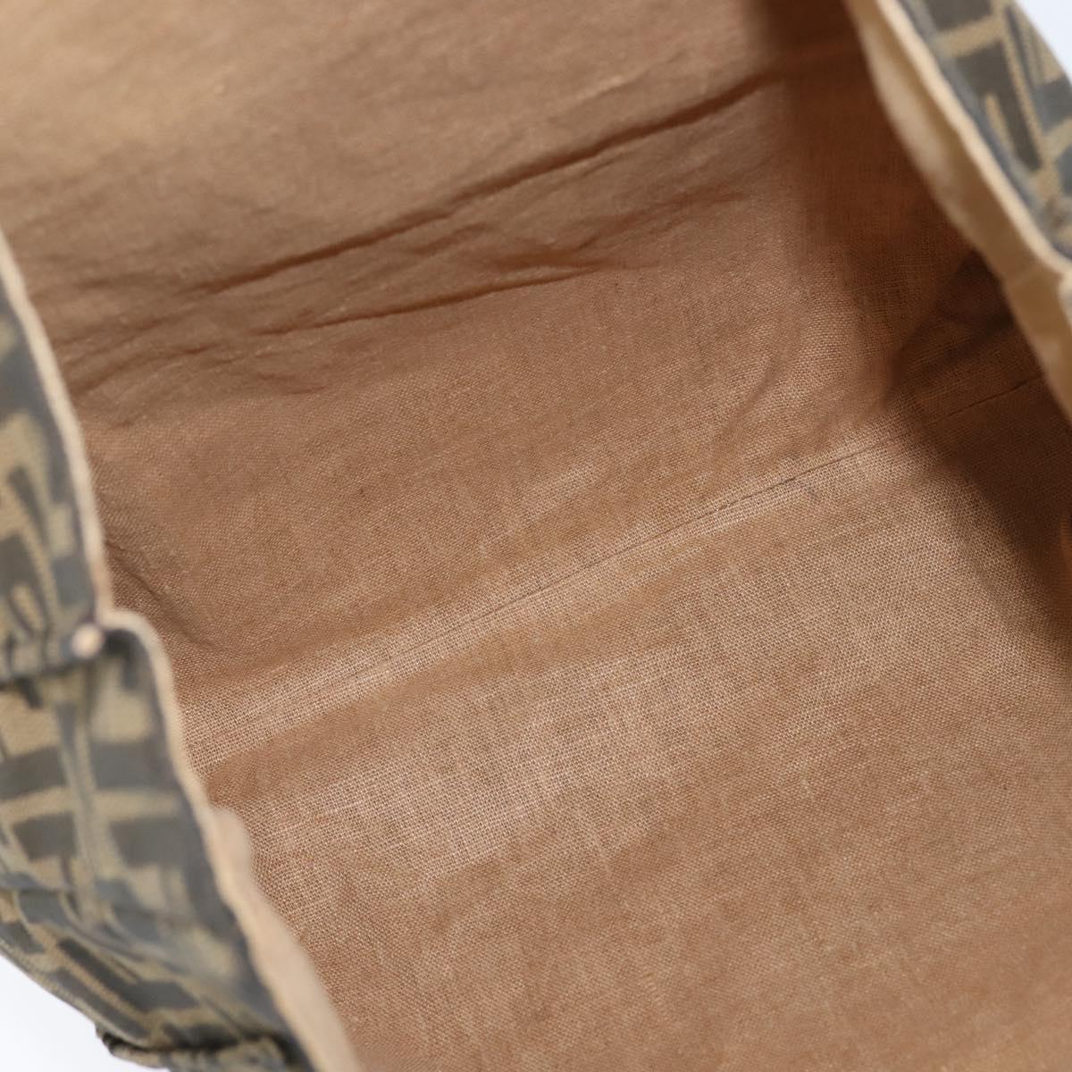 FENDI Celeria Zucca Canvas Hand Bag Black Brown Auth 150077