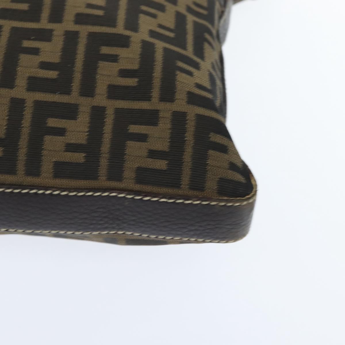 FENDI Zucca Canvas Celeria Shoulder Bag Black Brown Auth 150078