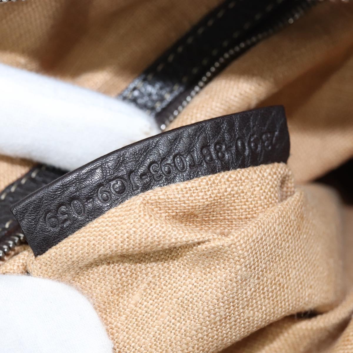 FENDI Zucca Canvas Celeria Shoulder Bag Black Brown Auth 150078