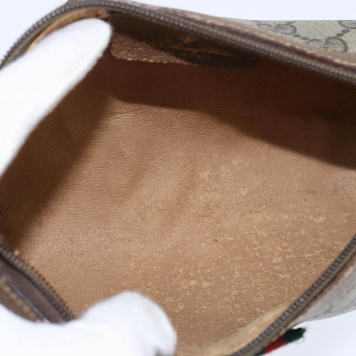 GUCCI GG Supreme Web Sherry Line Bag PVC Beige Gold 89 02 018 Auth 150084