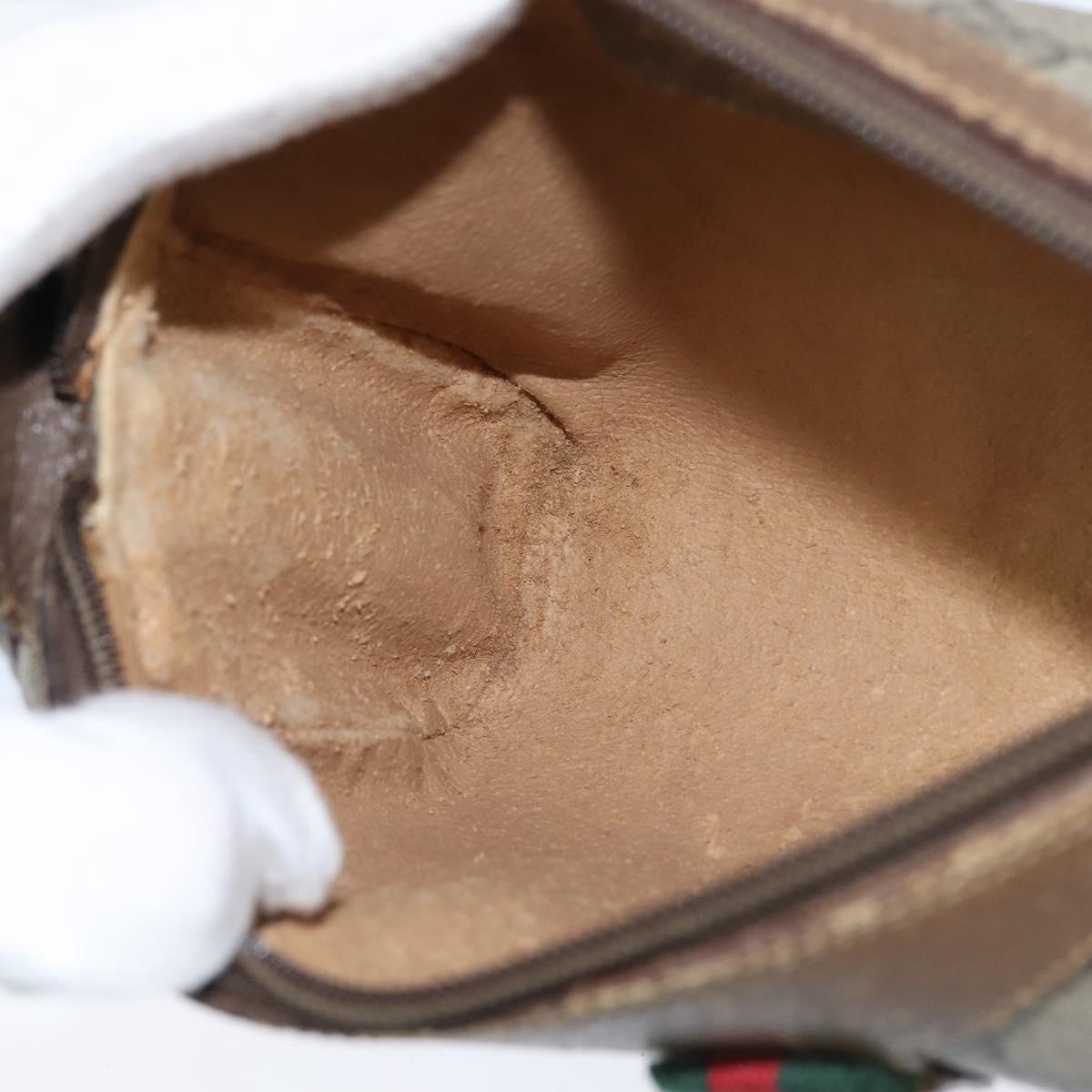 GUCCI GG Supreme Web Sherry Line Bag PVC Beige Gold 89 02 018 Auth 150084