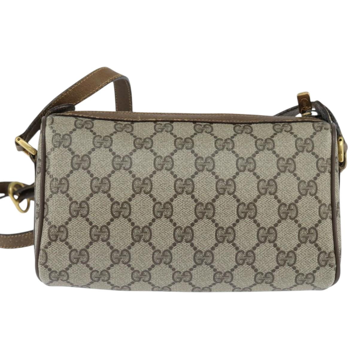 GUCCI GG Supreme Web Sherry Line Bag PVC Beige Gold 89 02 018 Auth 150084