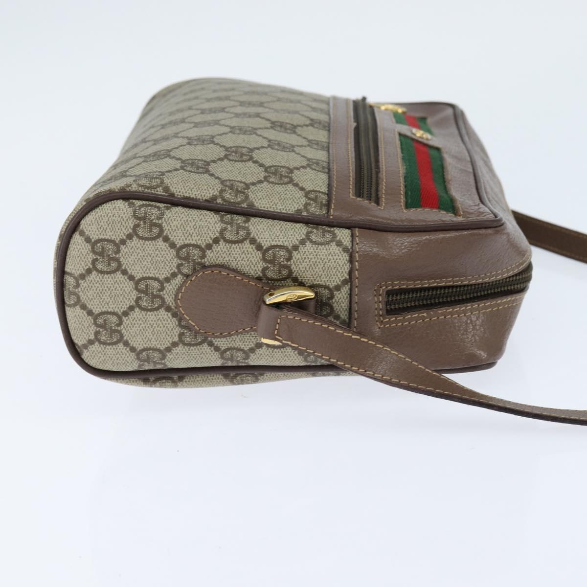 GUCCI GG Supreme Web Sherry Line Shoulder Bag PVC Beige 001 44 6472 Auth 150085