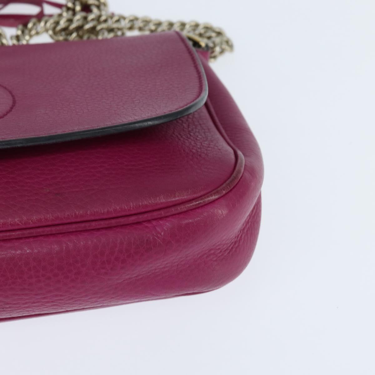 GUCCI Chain Soho Shoulder Bag Leather Pink Gold 336752 Auth 150086