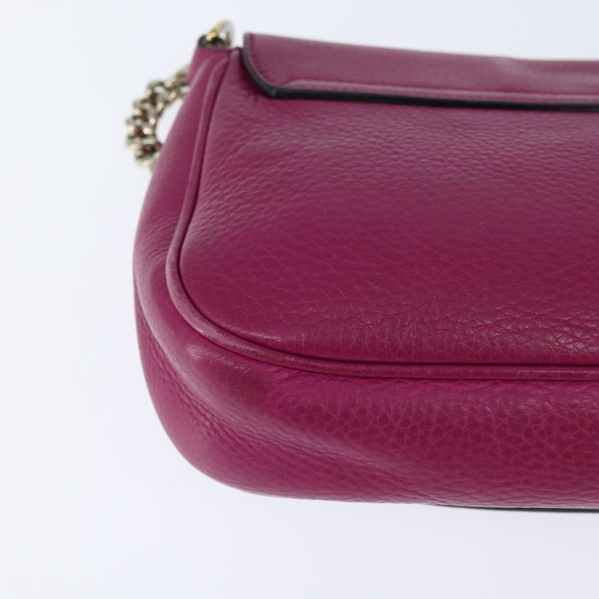 GUCCI Chain Soho Shoulder Bag Leather Pink Gold 336752 Auth 150086