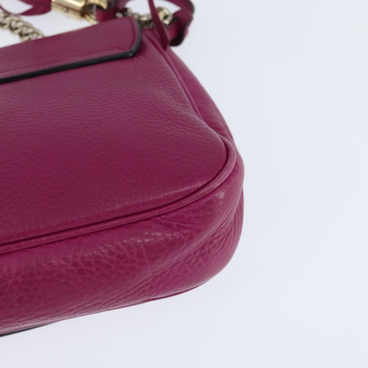 GUCCI Chain Soho Shoulder Bag Leather Pink Gold 336752 Auth 150086