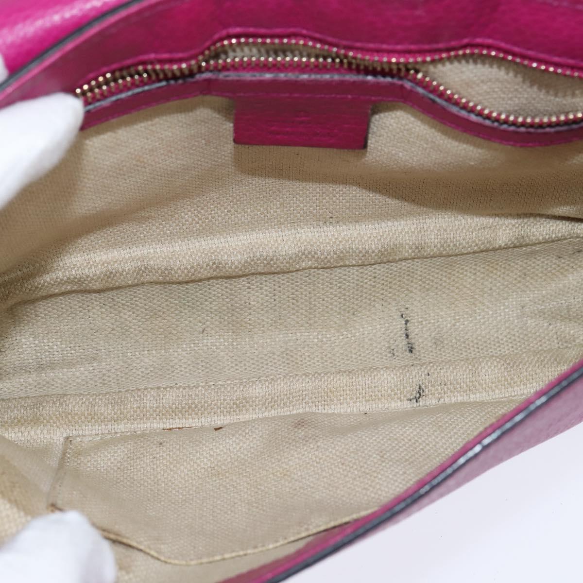 GUCCI Chain Soho Shoulder Bag Leather Pink Gold 336752 Auth 150086