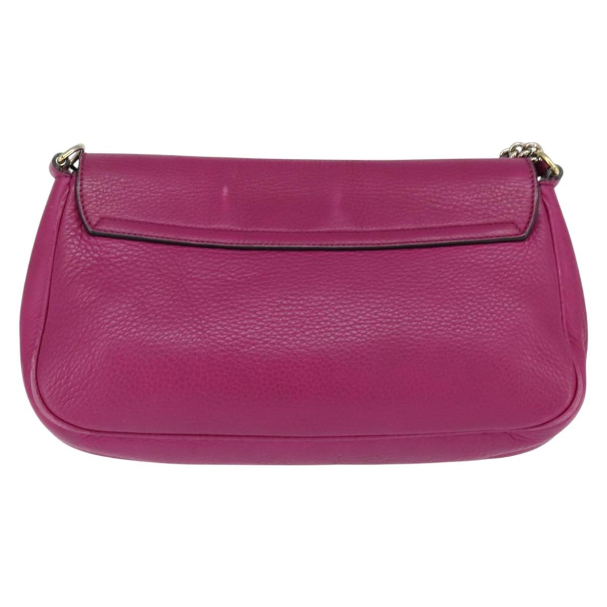 GUCCI Chain Soho Shoulder Bag Leather Pink Gold 336752 Auth 150086