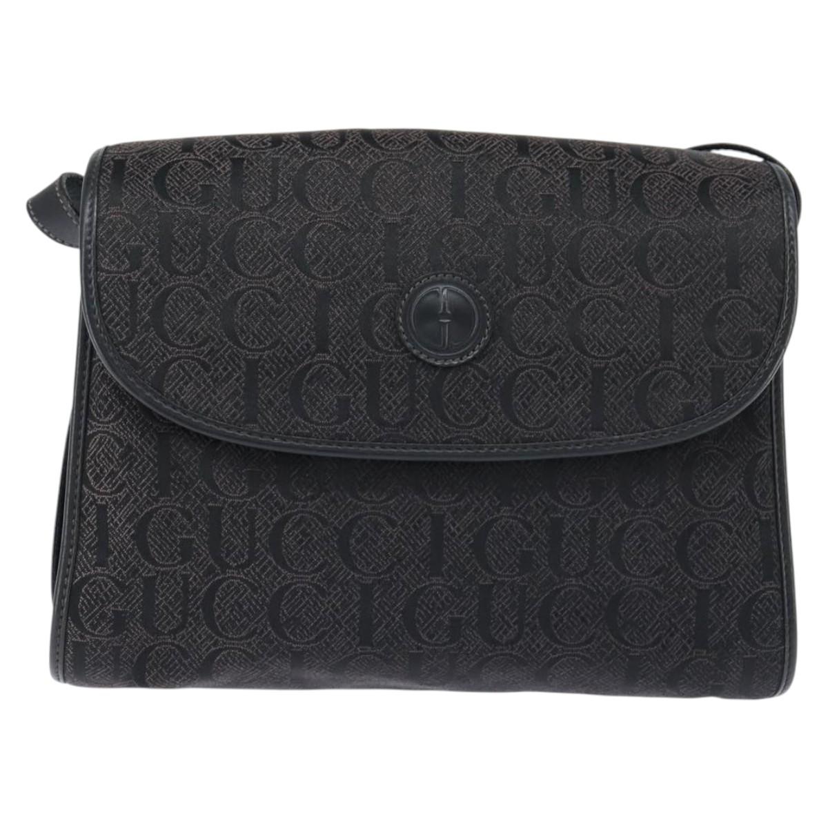 GUCCI Shoulder Bag Nylon Black Gold 001 14 0712 Auth 150087