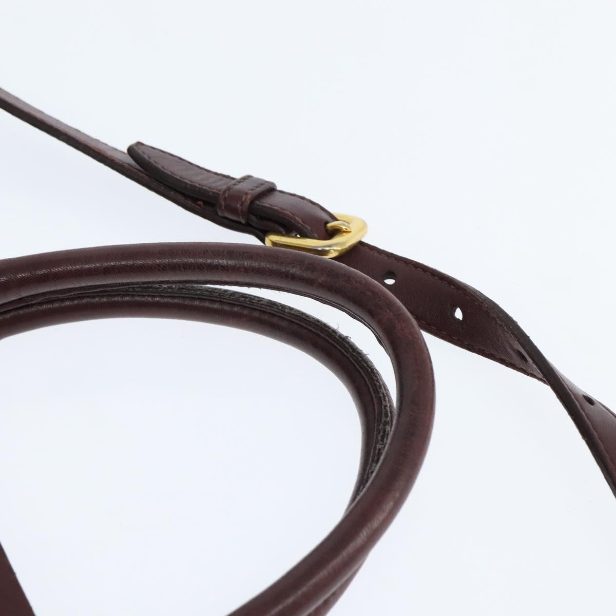 PRADA Gathered Hand Bag Leather 2way Bordeaux Gold Auth 150088