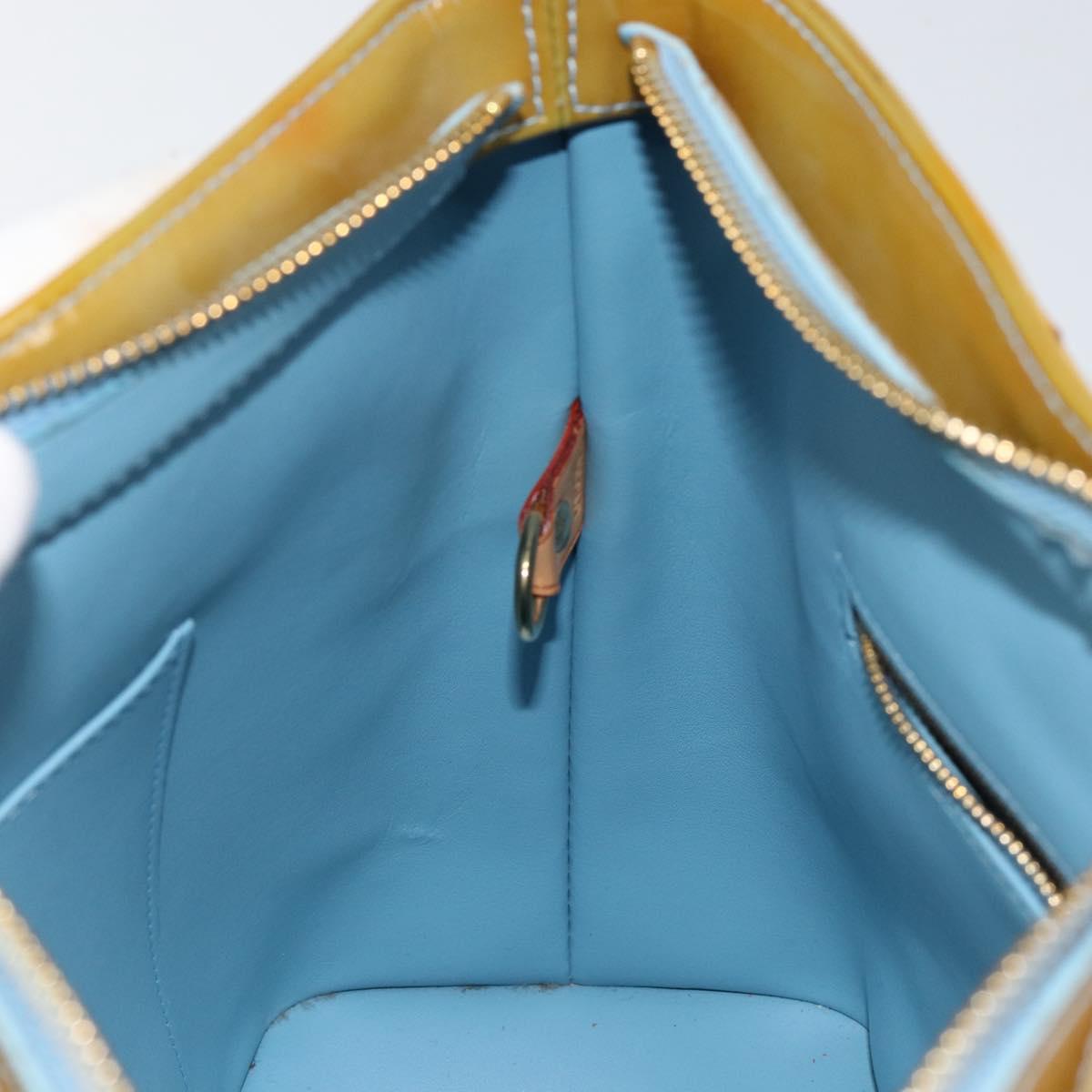 LOUIS VUITTON Monogram Vernis Houston Hand Bag Baby Blue M91005 LV Auth 150110